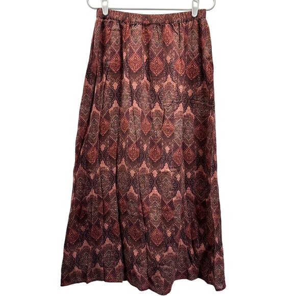 Garnet Hill Organic Cotton Lined Elastic Waist Maxi Skirt Sz Small with pockets - Picture 1 of 9